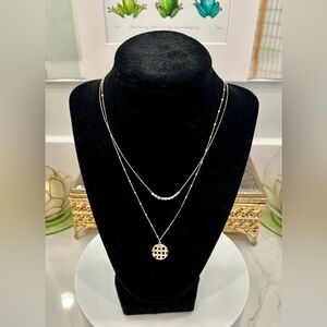 Lauren Conrad - Double-Strand Gold-Toned Necklace - Wood/Resin Pendant - EUC